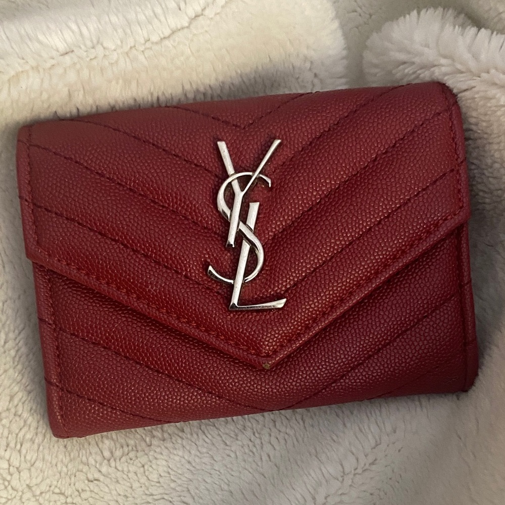 Yves Saint Laurent Burgundy Quilted Wallet
